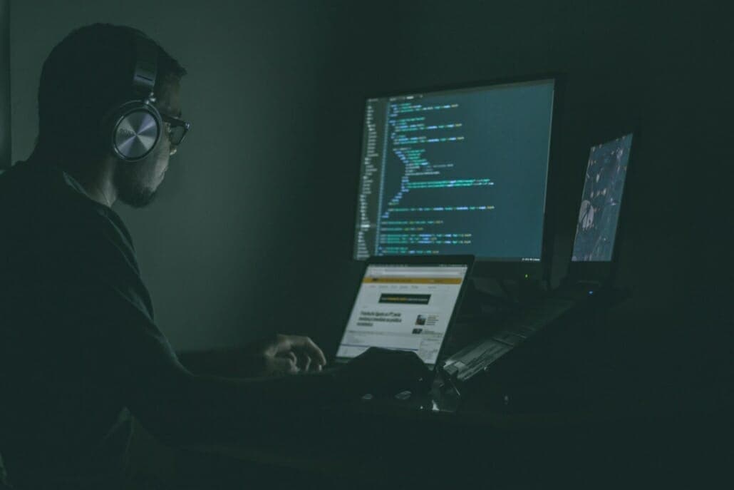 Someone working on cybersecurity during October's cybersecurity awareness month