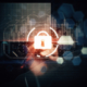 Glowing digital padlock representing cybersecurity protection.